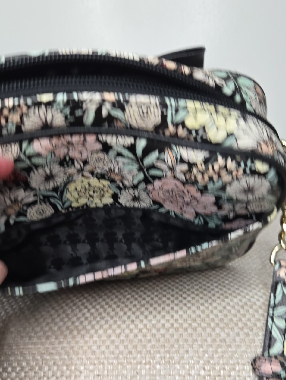 Karl Lagerfeld Paris Floral Bow Crossbody Bag - Black with Pastel Floral Print - Picture 6 of 8